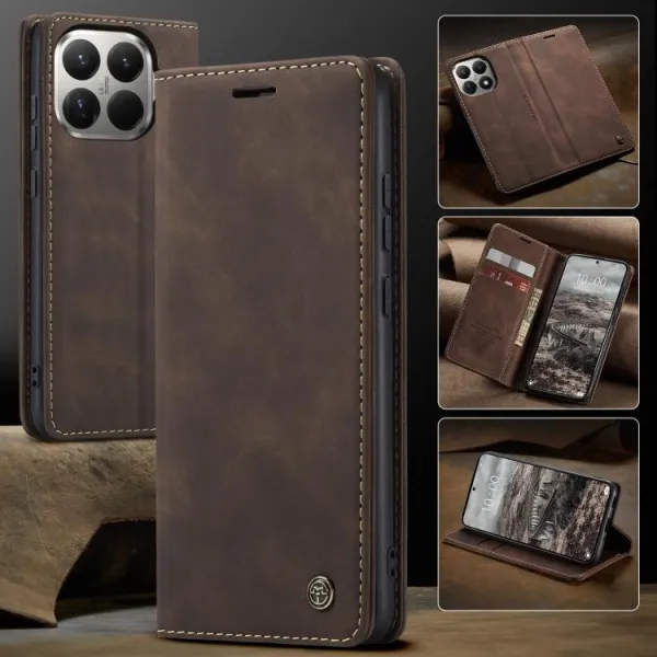 CASEME Peňaženkový obal pre Xiaomi 15T Pro tmavohnedý