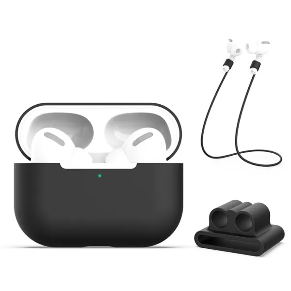 PROTEMIO 3in1 Sada pre ochranu slúchadiel Apple AirPods Pro čierna