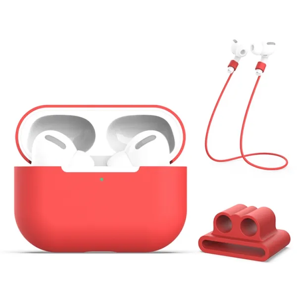 PROTEMIO 3in1 Sada pre ochranu slúchadiel Apple AirPods Pro červená