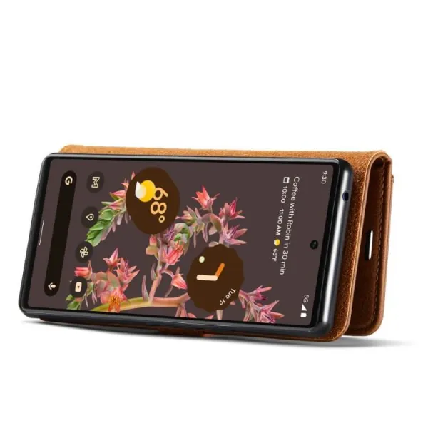 DG.MING Peňaženkový obal 2v1 Google Pixel 6 hnedý