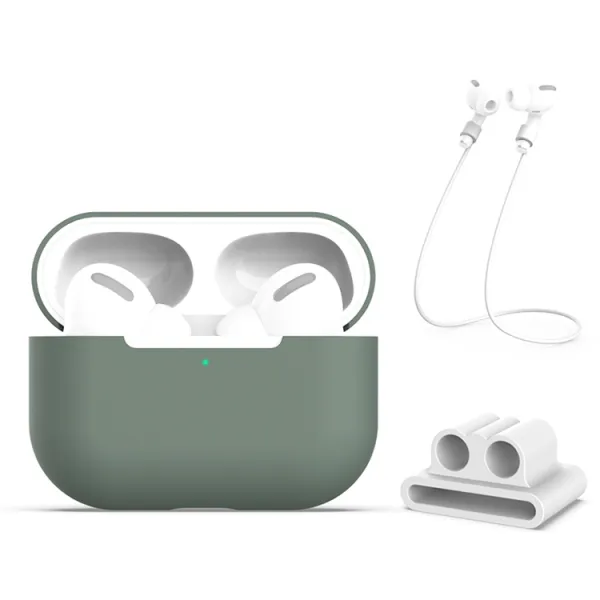 PROTEMIO 3in1 Sada pre ochranu slúchadiel Apple AirPods Pro zelená