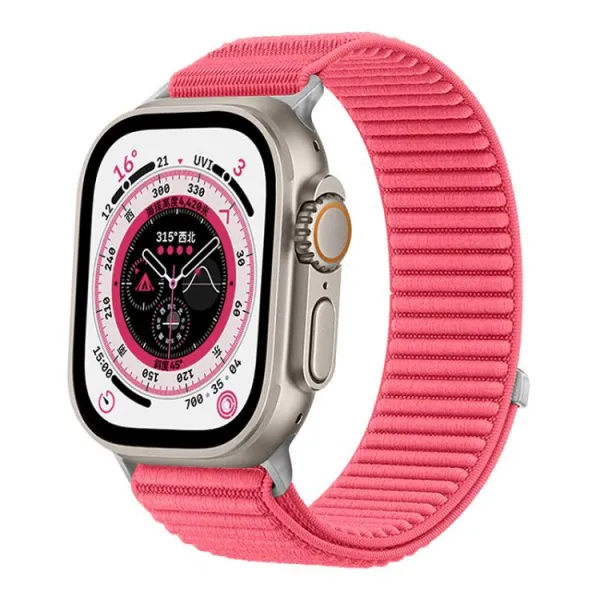 xDfind NYLON Vymeniteľný remienok pre Apple Watch 44 / 45 / 46 / 49mm RED-PINK