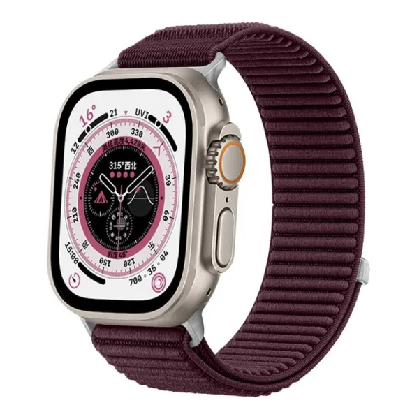 xDfind NYLON Vymeniteľný remienok pre Apple Watch 44 / 45 / 46 / 49mm bordový