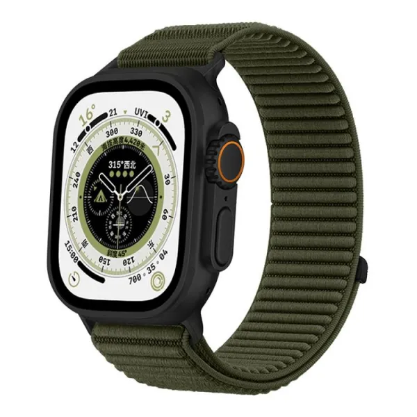 xDfind NYLON Vymeniteľný remienok pre Apple Watch 44 / 45 / 46 / 49mm tmavozelený