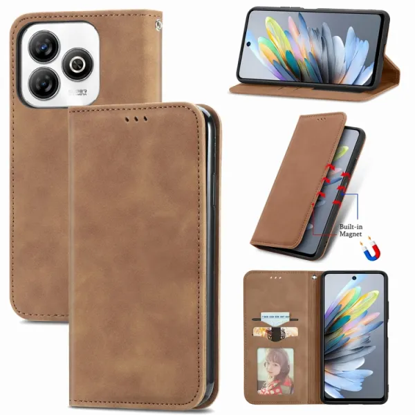 MAGNETIC Zaklápací kryt pre ZTE Blade A75 hnedý