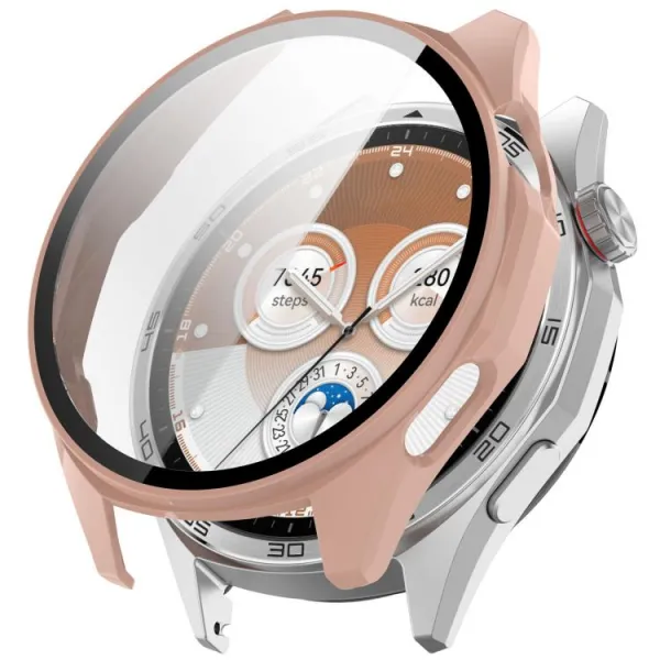 PC FULL COVER Plastový kryt so sklom pre Huawei Watch GT 6 46mm ružový