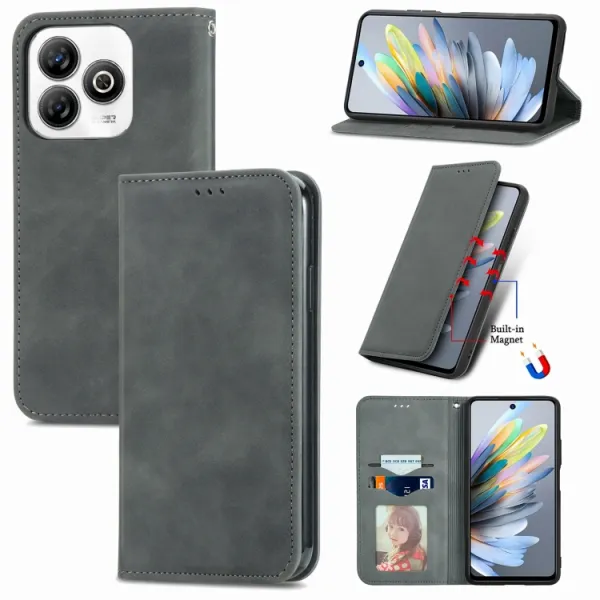 MAGNETIC Zaklápací kryt pre ZTE Blade A75 šedý