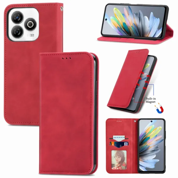 MAGNETIC Zaklápací kryt pre ZTE Blade A75 červený