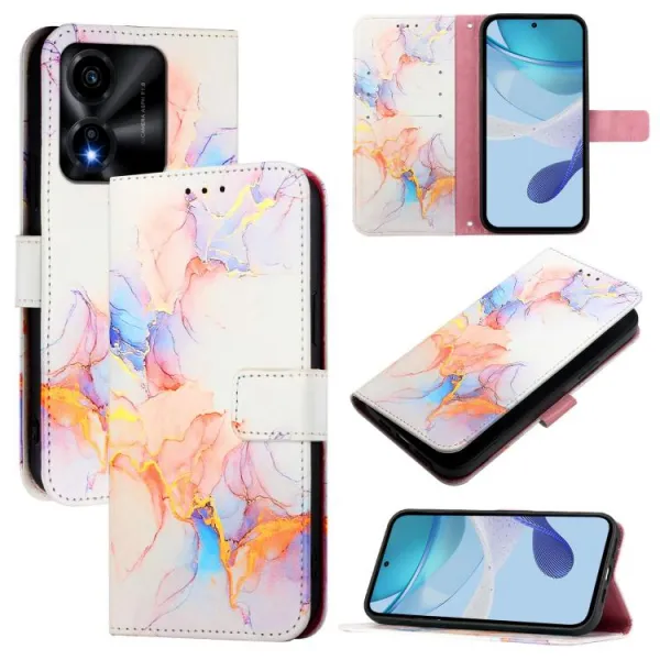 ART MARBLE Peňaženkový kryt pre Honor X5c Plus WHITE ORANGE