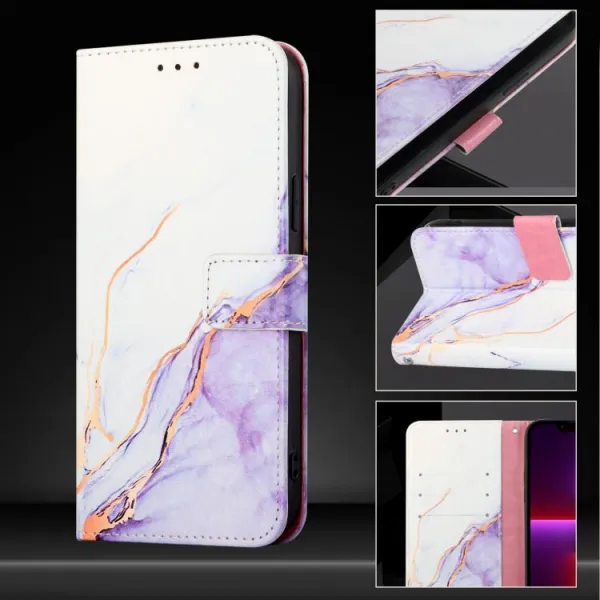 ART MARBLE Peňaženkový kryt pre Honor X5c Plus WHITE PURPLE