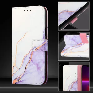 ART MARBLE Peňaženkový kryt pre Honor X5c Plus WHITE PURPLE