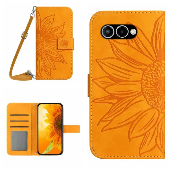 ART SUNFLOWER Peňaženkový kryt so šnúrkou pre T Phone 3 žltý