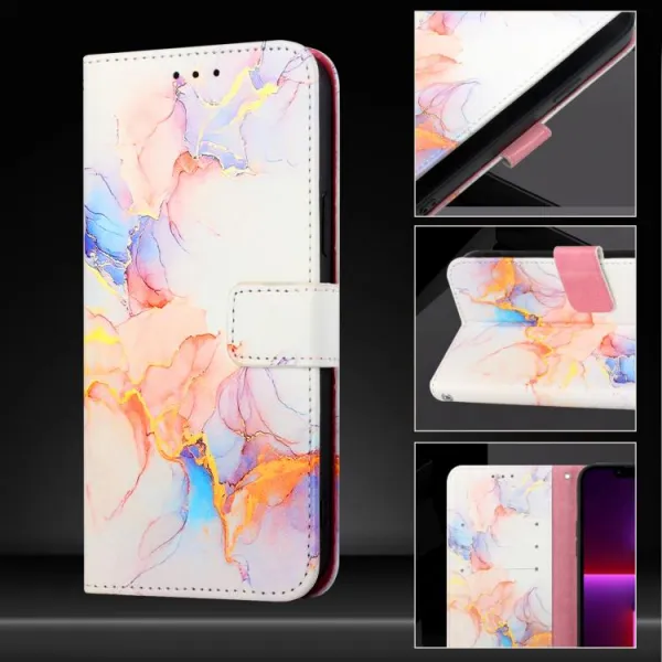 ART MARBLE Peňaženkový kryt pre Honor X5c Plus WHITE ORANGE