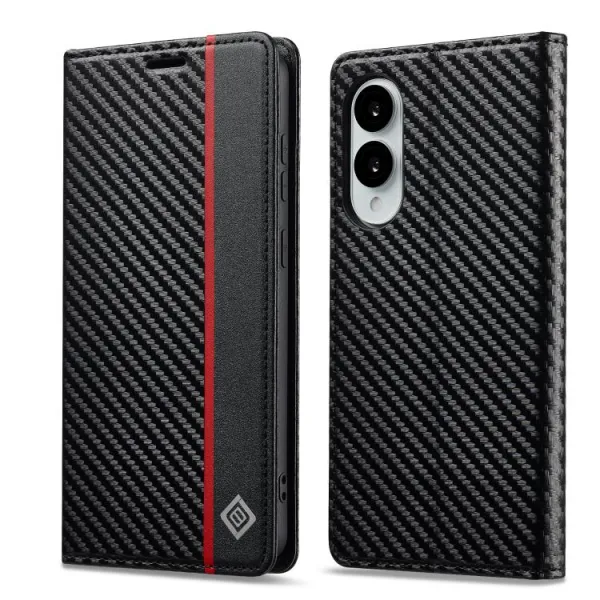 IMEEKE CARBON Peňaženkový obal pre Samsung Galaxy S25 Edge