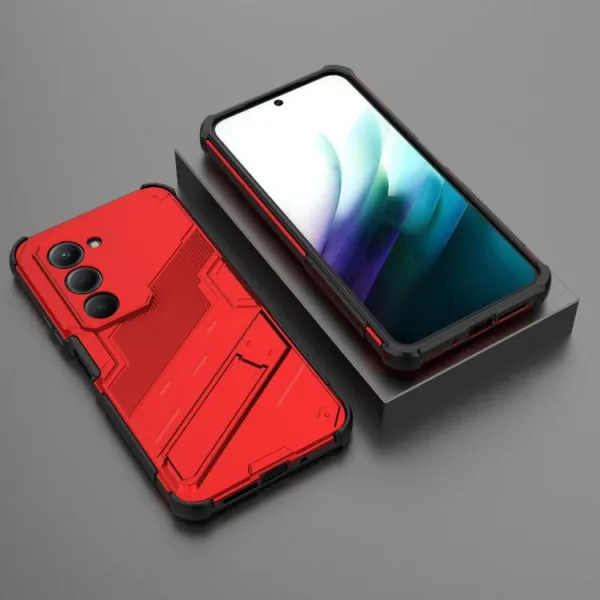 BIB Ochranný obal so stojanom pre Xiaomi Redmi 15 / Redmi 15 5G červený