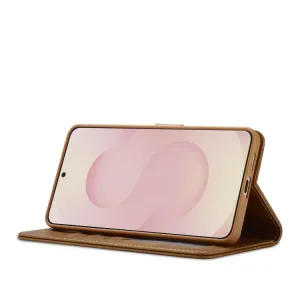 IMEEKE Peňaženkový obal pre Samsung Galaxy S25 Edge svetlohnedý