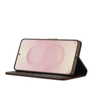 IMEEKE Peňaženkový obal pre Samsung Galaxy S25 Edge tmavohnedý