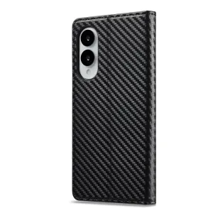 IMEEKE CARBON Peňaženkový obal pre Samsung Galaxy S25 Edge