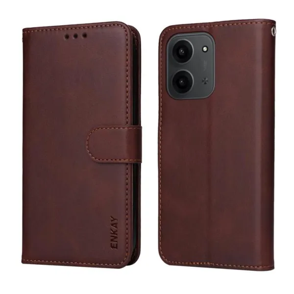 ENKAY PREMIUM SET Peňaženkové puzdro a ochranné sklo Xiaomi Redmi 15C / Redmi 15C 5G červené