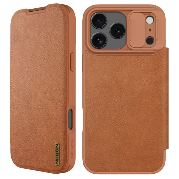 NILLKIN QIN PRO Zaklápacie puzdro pre Apple iPhone 17 Pro hnedé
