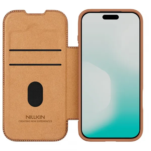 NILLKIN QIN PRO Zaklápacie puzdro pre Apple iPhone 17 Pro hnedé