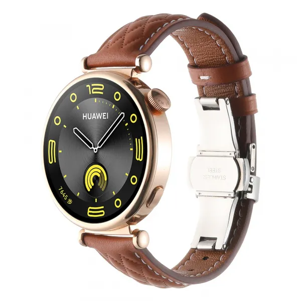 LATTICE BAND Kožený remienok pre Huawei Watch GT 6 41mm / GT 5 41mm svetlohnedý