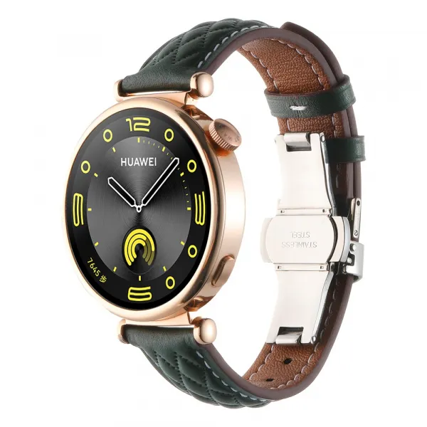 LATTICE BAND Kožený remienok pre Huawei Watch GT 6 41mm / GT 5 41mm zelený
