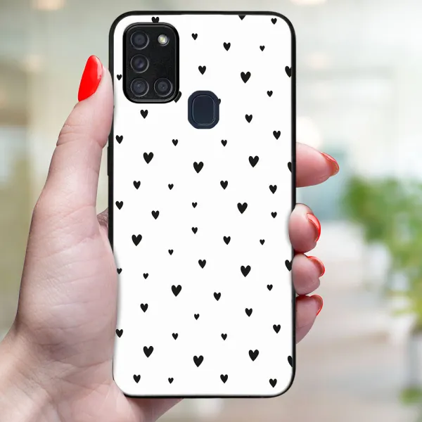 MY ART Ochranný obal pre Samsung Galaxy A21s BLACK HEARTS (167)