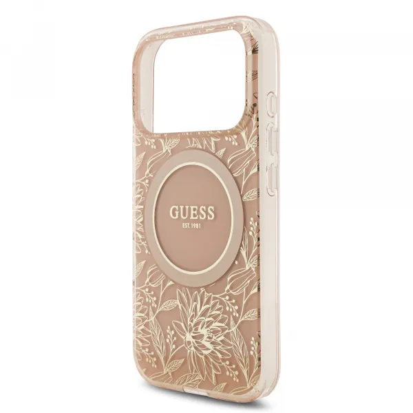 GUESS IML FLOWER STRAP Ochranný kryt Apple iPhone 17 Pro ROSE GOLD