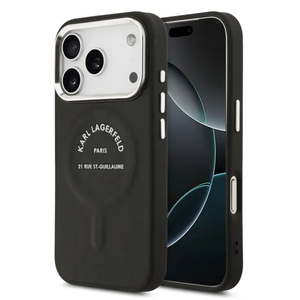 KARL LAGERFELD PU RSG Ochranný kryt s MagSafe Apple iPhone 17 Pro Max BLACK