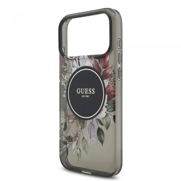 GUESS IML FLOWER STRAP Ochranný kryt Apple iPhone 17 Pro Max BLACK