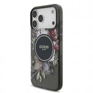 GUESS IML FLOWER STRAP Ochranný kryt Apple iPhone 17 Pro Max BLACK