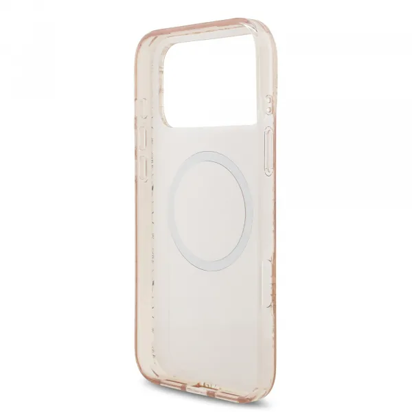 GUESS IML FLOWER STRAP Ochranný kryt Apple iPhone 17 Pro Max ROSE GOLD