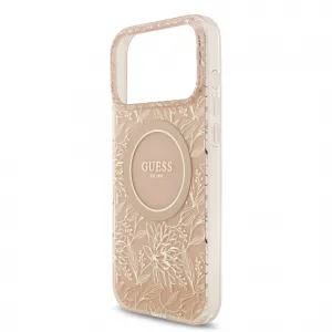 GUESS IML FLOWER STRAP Ochranný kryt Apple iPhone 17 Pro Max ROSE GOLD