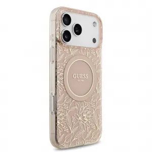 GUESS IML FLOWER STRAP Ochranný kryt Apple iPhone 17 Pro Max ROSE GOLD