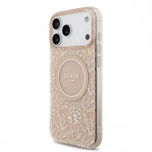 GUESS IML FLOWER STRAP Ochranný kryt Apple iPhone 17 Pro Max ROSE GOLD