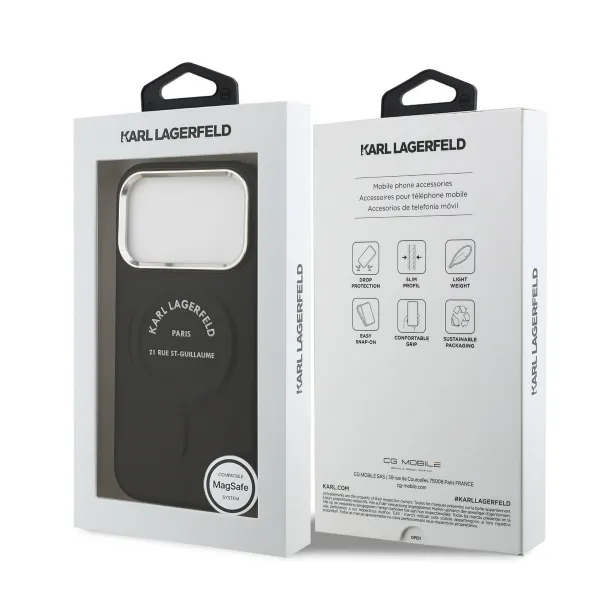 KARL LAGERFELD PU RSG Ochranný kryt s MagSafe Apple iPhone 17 Pro Max BLACK