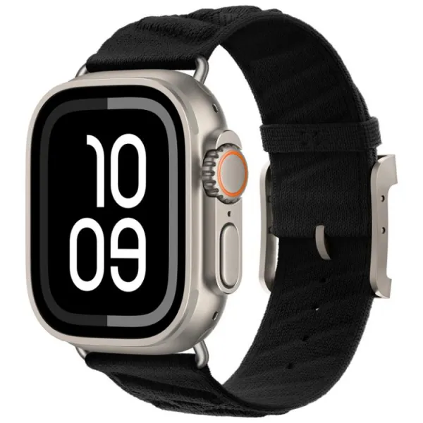 TWILL BAND Nylonový remienok pre Apple Watch 44 / 45 / 46 / 49mm čierny