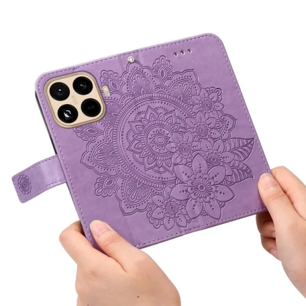 ART MANDALA Peňaženkový obal s remienkom pre Xiaomi 15T Pro fialový
