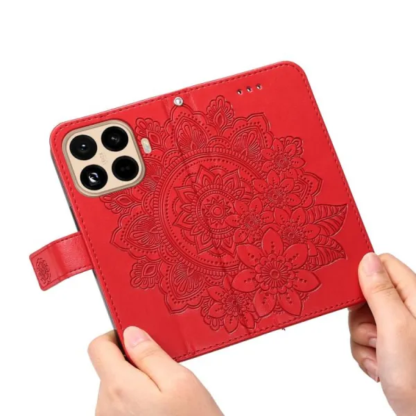 ART MANDALA Peňaženkový obal s remienkom pre Xiaomi 15T Pro červený