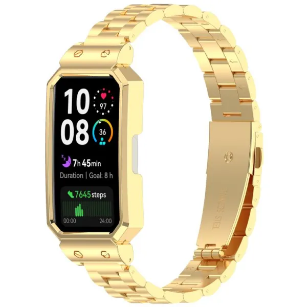 CLASSIC Kovový remienok + ochranný kryt pre Huawei Band 10 / Band 9 zlatý
