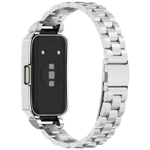 CLASSIC Kovový remienok + ochranný kryt pre Huawei Band 10 / Band 9 strieborný