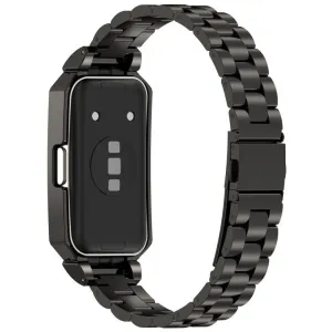 CLASSIC Kovový remienok + ochranný kryt pre Huawei Band 10 / Band 9 čierny