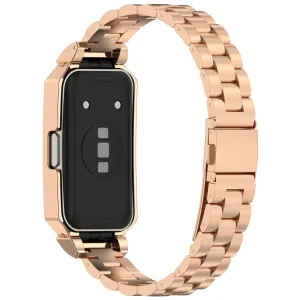 CLASSIC Kovový remienok + ochranný kryt pre Huawei Band 10 / Band 9 ROSE GOLD