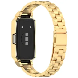 CLASSIC Kovový remienok + ochranný kryt pre Huawei Band 10 / Band 9 zlatý