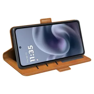 SIDE Peňaženkové puzdro pre Motorola Moto G86 Power 5G svetlohnedé