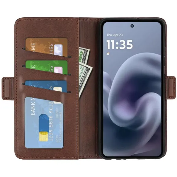 SIDE Peňaženkové puzdro pre Motorola Moto G86 Power 5G tmavohnedé