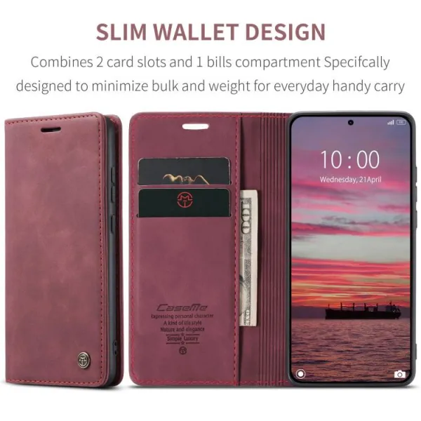 CASEME Peňaženkový obal pre Xiaomi 15T červený