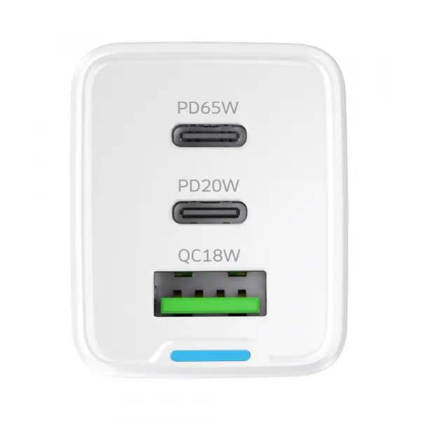 WOZINSKY GaN 65W Sieťová nabíjačka s káblom USB-C biela