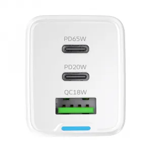 WOZINSKY GaN 65W Sieťová nabíjačka s káblom USB-C biela